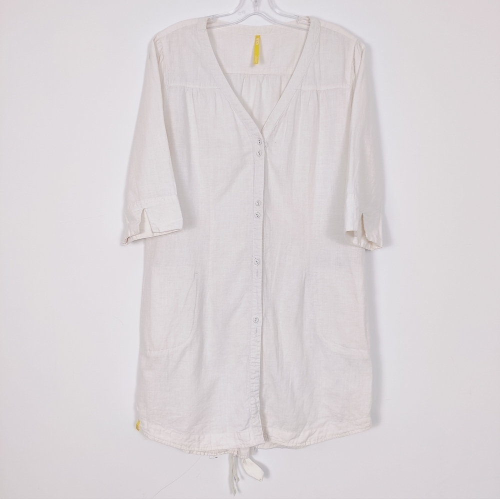 Lole Women's V-neck Midi Dress in Cream Size 12 Organic Cotton & Hemp Gorpcore